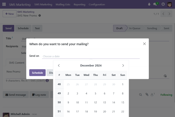 SMS Marketing Schedule