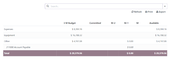 Odoo OCA MIS Builder