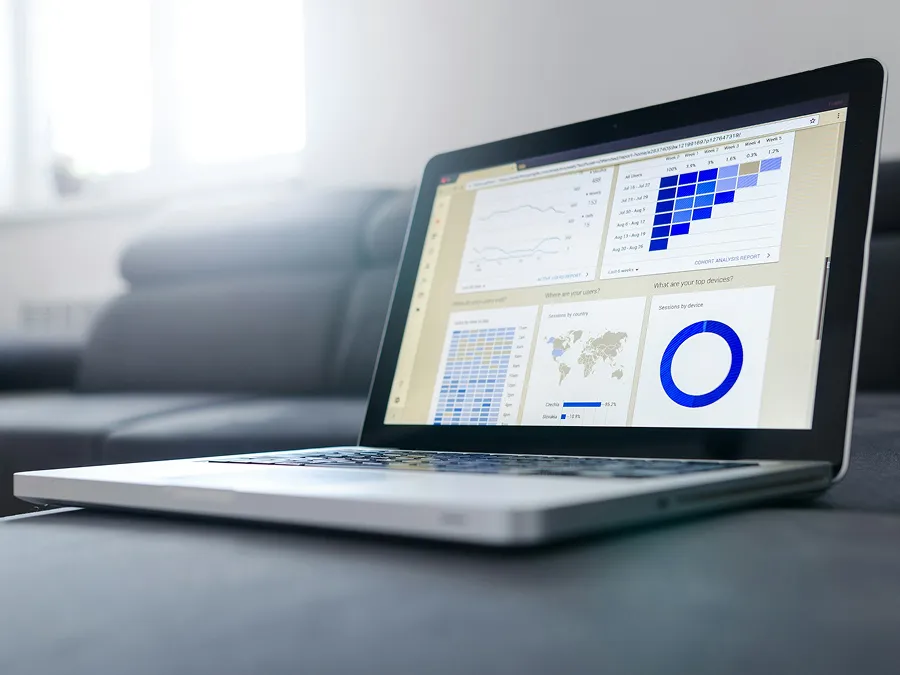 Computer displaying data analysis